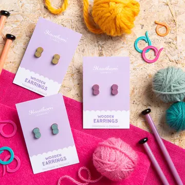 Ball of Yarn Wooden Earrings