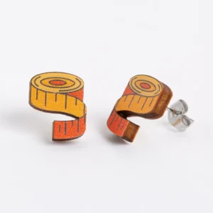 Tape Measure Wooden Stud Earrings | Creative Gift